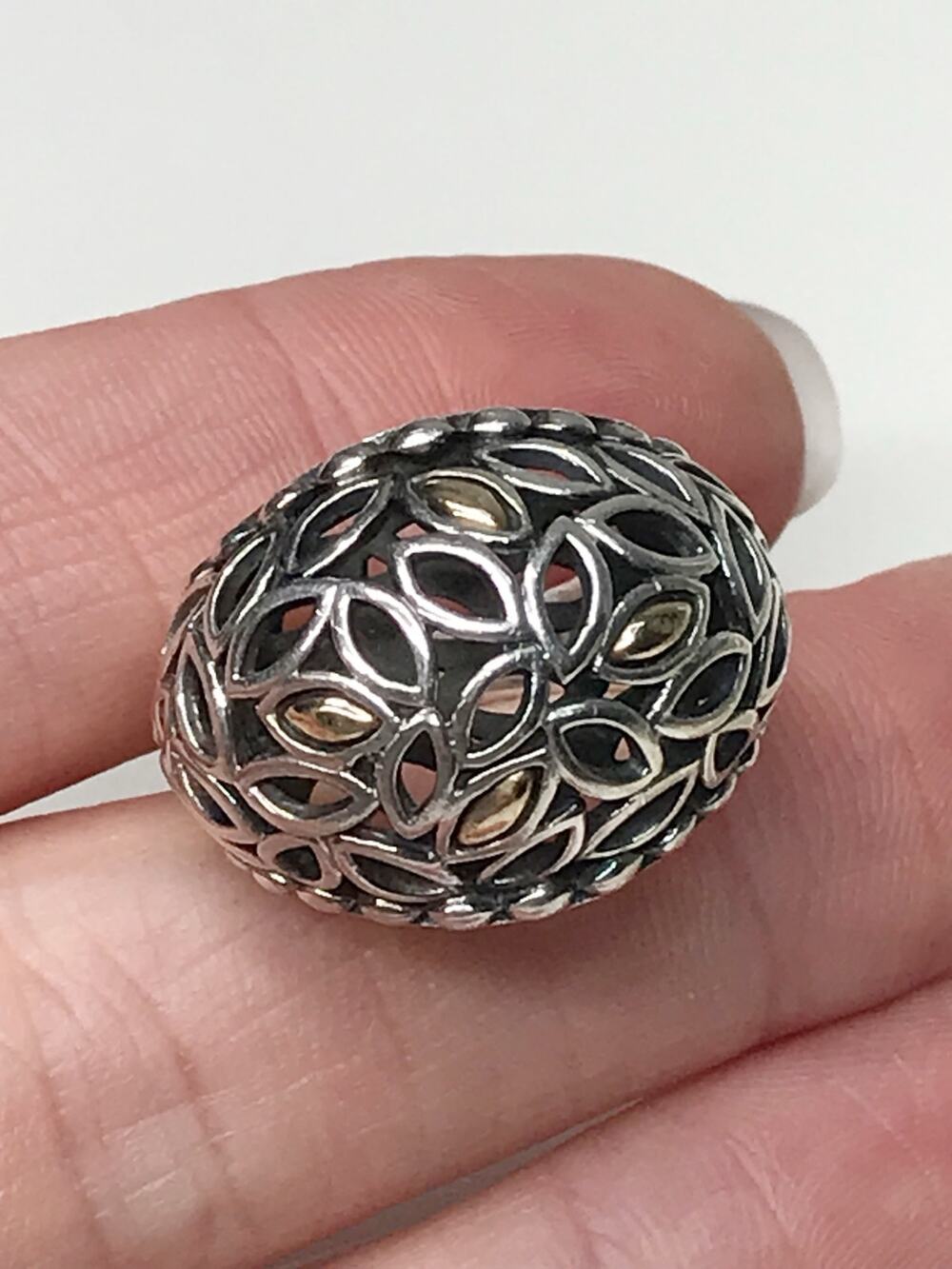 14k Gold Sterling John Hardy Angela A Dome Cocktail Ring Cutout Mixed Metal Sz 6